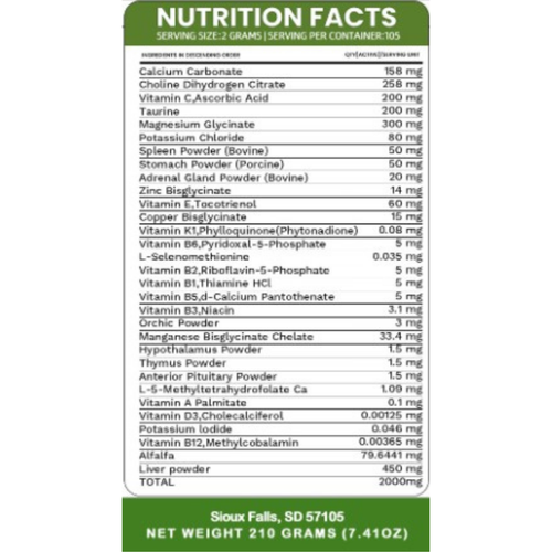 PRE-ORDER Holistic Total Body Support — Daily Multivitamin & Pasture-Raised Glandular Blend for Dogs & Cats